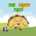 A smiling cartoon taco with red boots walks on grass under a blue sky. Above, “THE TASTY TACO” in colorful letters; in the corner, a photo of Jen Jenivive. From The Tasty Taco Adult Humor Book by Jen Jenivive.