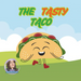 A smiling cartoon taco with red boots walks on grass under a blue sky. Above, “THE TASTY TACO” in colorful letters; in the corner, a photo of Jen Jenivive. From The Tasty Taco Adult Humor Book by Jen Jenivive.