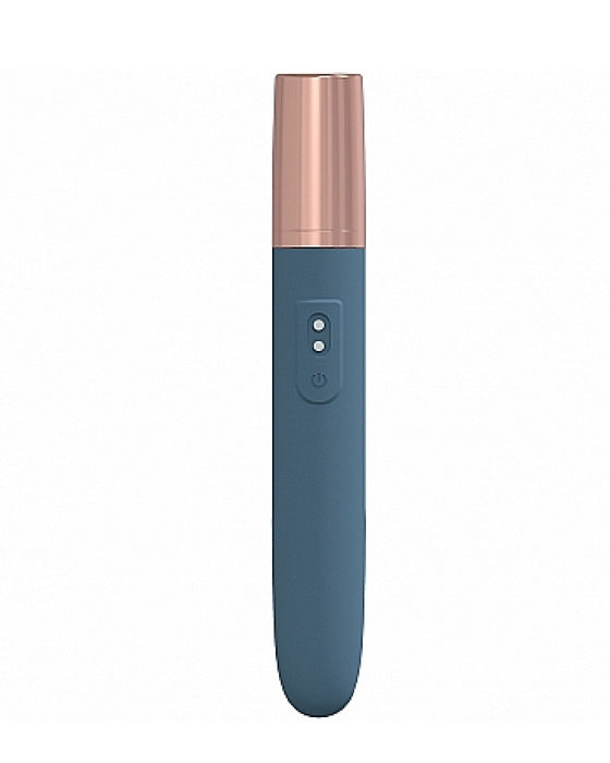 The Traveler Vibrator and Lube Set - Blue with lid on 