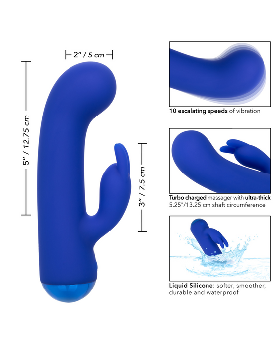 Thicc Chubby Bunny Vibrator graphic showing size and features 