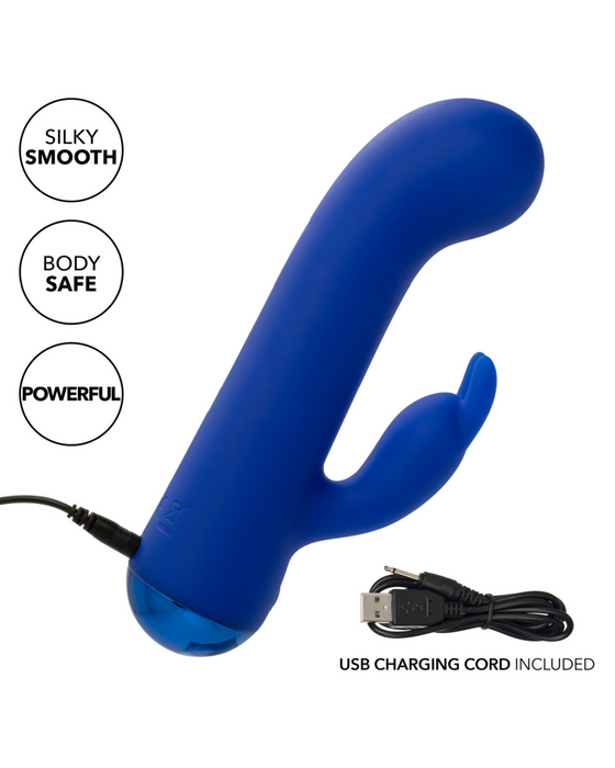 Thicc Chubby Bunny Vibrator on an angle with charing cord 