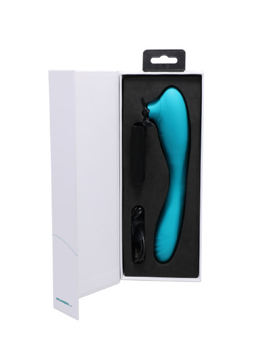 This Product Sucks Double Ended Clitoral Suction and G Spot Vibe teal in box 