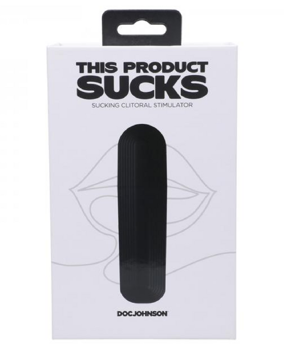 This Product Sucks Lipstick Clitoral Stimulator black and white box 