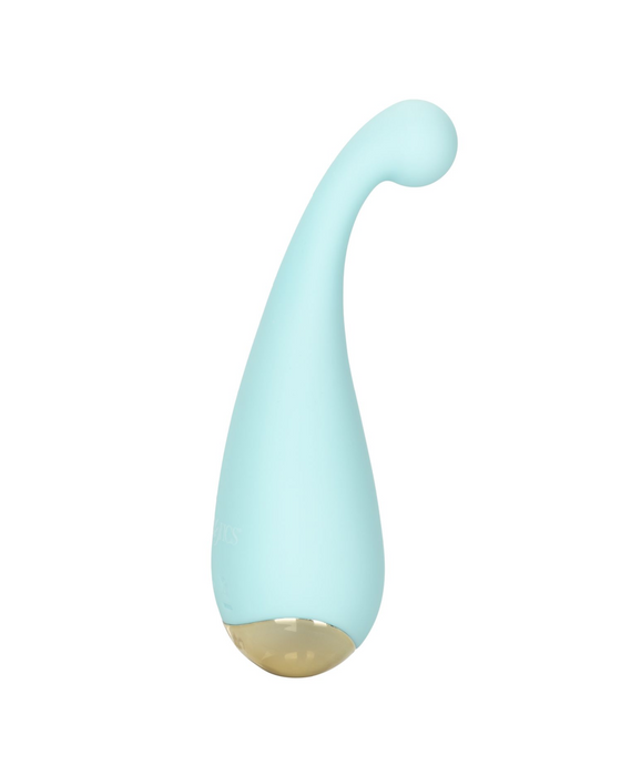 Thrill Me External Palm Sized Vibrator teal side view 