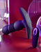 Playboy Trust the Thrust Vibrating & Thrusting Anal Plug with Remote  laying on an angle burgundy background 