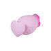 The Tulip Trance Licking Sucking Clitoral Vibrator is a small, pink, heart-shaped device with a smooth surface and playful style, designed for clitoral stimulation and cute charm. Set against a white background.