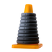 The Perfect Fit Play Zone Cock Ring Kit features stackable gray silicone rings labeled 11 to 19, arranged on a yellow cone and orange square base, all set against a white background.