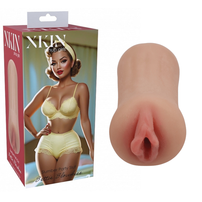 A close-up of a toy exuding vintage glamour, inspired by the Bettie Blowkiss Pinup Fantasy Pocket Pussy.