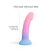 The Utopia Sleek 7 Inch Pink and Blue Ombre Silicone Dildo features a curved shaft, flared suction cup base, and insertable length of 14.8 x 3.5 cm—ideal for prostate or G-spot stimulation.