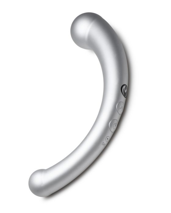 Vibra Crescent Powerful Silicone Double Ended Vibrator - Silver