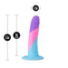 The Vision of Love Tapered 5.5 Inch Silicone Suction Cup Dildo is crafted from platinum silicone in purple, pink, and blue. It offers a 5" insertable length, 1.25" diameter, and strong suction cup for hands-free beginners’ play.