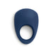 The We-Vibe Pivot Vibrating Silicone Rechargeable Penis Ring is a navy blue ring with a flat, oval top for clitoral stimulation and a circular opening at the bottom, shown against a white background.
