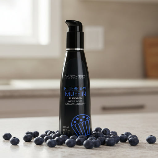 Wicked Aqua Blueberry Muffin Flavored Water Based Lubricant 4 oz BTB Shop Wicked Aqua Blueberry Muffin Flavored Water Based Lubricant 4 oz BTB Shop