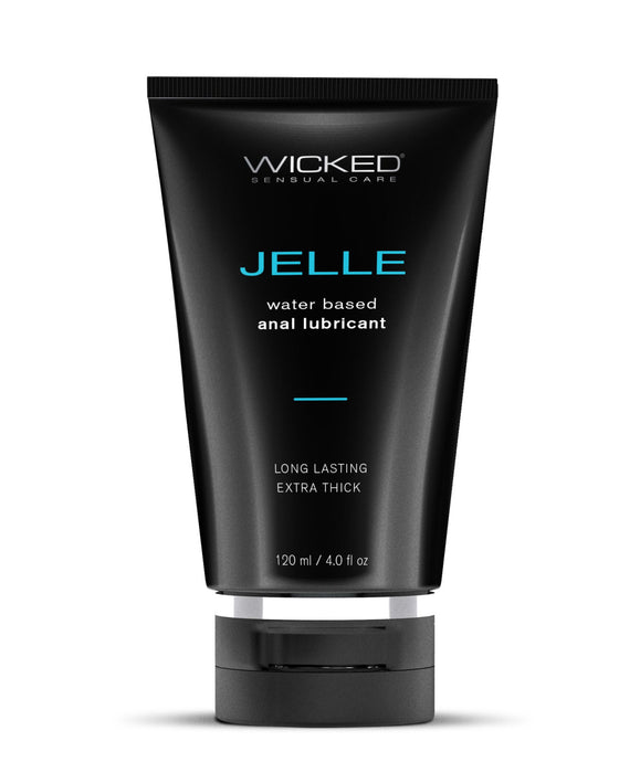 Wicked Anal Jelle Water Based Lubricant 4 oz black tube blue and white writing 