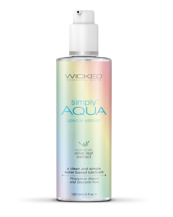 Wicked Simply Aqua Pride Edition Water Based Lubricant 4 oz rainbow bottle 