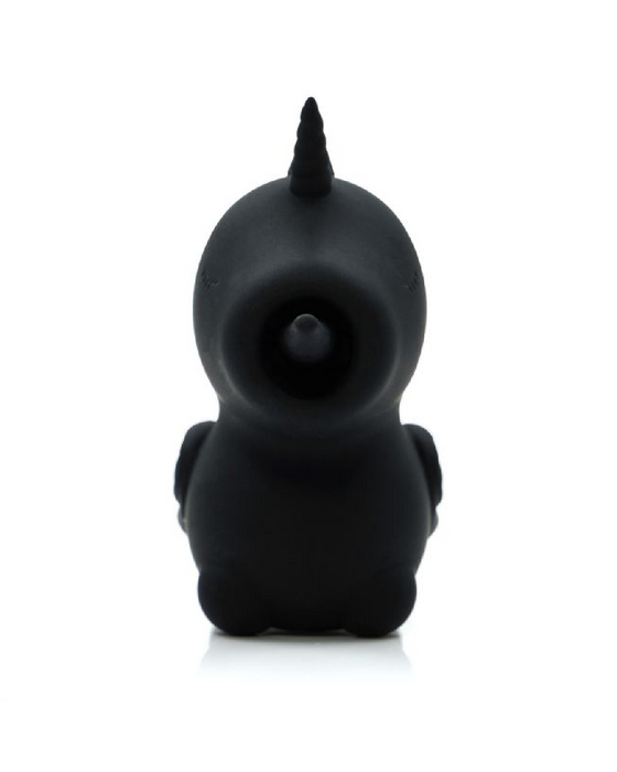 Unihorn Wild Spirit Vibrator with Lashing Tongue in black, front view 
