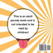 A yellow and white sunburst with a cartoon speech bubble and tongue adds playful humor to "Will You Suck My Lollipop? Adult Humor Book by Jen Jenivive." Text: "This is an adult parody book and is not intended to be read by children!" Barcode below.