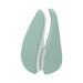 The Womanizer Liberty 2 is a mint green, travel-sized clitoral stimulator with a curved, modern design and Pleasure Air technology, shown standing upright against a white background.