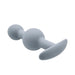 The Adam & Eve Vibra Ball Weighted Butt Plug Trio & Anal Trainers features a gray silicone anal toy with a round base, large central bulb, and narrow neck, shown on a white background; perfect for use with your favorite plug set.