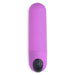 The BANG! Vibrating Bullet with Remote Control features a purple condom and a black button, delivering powerful vibrations for enhanced pleasure.