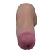 The Loadz Squirting 7 Inch Chocolate Tone Dildo - Squeeze and Squirt is a realistic, life-sized dual density dildo with a pink tip, shown from the front against a white background.