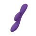 The Fever Dream Beginner G-Spot Rabbit Vibrator is a purple silicone toy with a curved design for targeted G-spot stimulation, plus a smaller extension. Beginner-friendly, it's ideal for exploring new sensations. Shown against a white background.