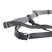 Two intertwined Aurora High Waisted Adjustable Strap on Harness, one black and one gray, against a white background by Sportsheets.