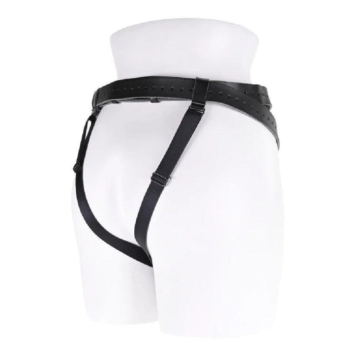A mannequin torso displaying a Sportsheets Aurora High Waisted Adjustable Strap on Harness against a white background.