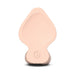 The underside of the b-Vibe Slipskin Girthy Real Feel 6 Inch Light Tone Silicone Dildo features a smooth, light pink surface with a wide, flat base and a small circular "b" logo near the bottom, mimicking a slipper’s sole.