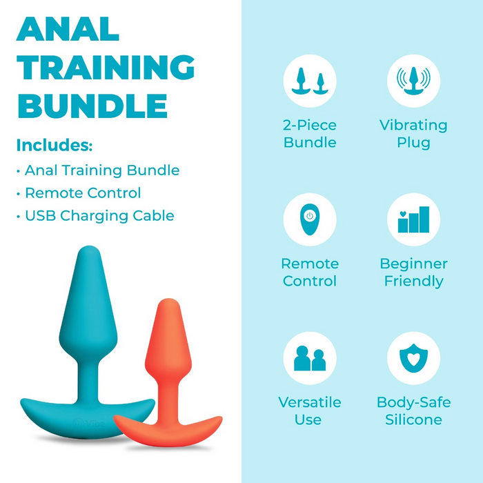b-Vibe Butties Anal Training Bundle Remote Control Silicone Plug Set