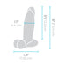 A diagram of the b-Vibe Slipskin Realistic 6 Inch Girthy Silicone Dildo (Chocolate Tone) shows measurements: 1.7" (4.4cm) wide, 6" (15.4cm) tall, 5" (12.5cm) insertable length, and a 4.5" (11.55cm) base width.