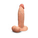 The b-Vibe Slipskin Realistic 9 Inch Girthy Silicone Dildo in Caramel is a large, strap-on harness compatible toy with lifelike detailing for an ultra-realistic experience.