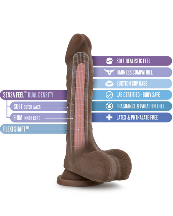 Mister Perfect Dual Density 8.5 Inch Dildo - Chocolate