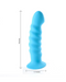 A Kendall Firm Silicone 8 Inch Ribbed Dildo in blue with a height of 7.8 inches and a width of 1.5 inches, isolated on a white background, designed for g-spot stimulation by Maia Toys.
