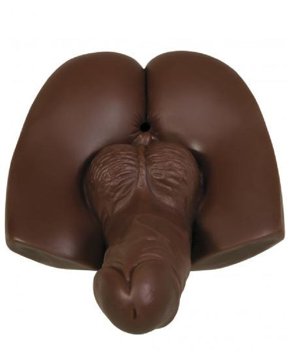 Backdoor Bash Ass Masturbator with Vibrating Cock Ring - Chocolate close up of backview 