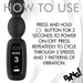 An instructional graphic illustrating how to use the Bang! Silicone Vibrating Anal Beads with Digital Display - Black by XR Brands. The text explains to press and hold the power button for 3 seconds to turn it on or off, and to press repeatedly to cycle through 3 speeds and 7 vibrating patterns. The word "Bang!" is displayed at the bottom right.