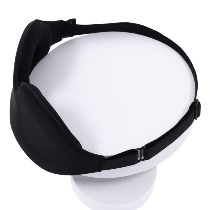 A Sportsheets Blackout Blindfold with an adjustable elastic headband isolated on a white background.