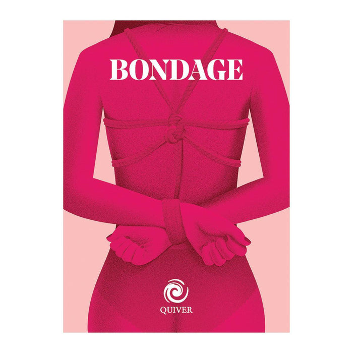 An illustrated depiction of a person in a red outfit bound by stylized ropes using intricate tying techniques, with the word "bondage" across the chest, suggesting a theme of restriction or possibly a reference from the Quayside Publishing Bondage Mini Book.