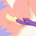 Illustration of a hand using a Honey Play Box Bora G-Spot Tapping Rabbit Vibrator - Purple to indicate the location of sensitive areas such as the a-spot, g-spot tapping, and c-spot.