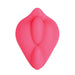 A close-up of the Bananapants Bumpher Textured Dildo Base for Harness Play in pink, showcasing its smooth curves, soft cushioned appearance, and distinctive double-bump design.
