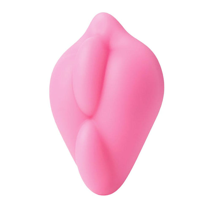 The Bumpher Textured Dildo Base for Harness Play by Bananapants, available in various colors, features a bright pink silicone sleeve with a smooth, curvaceous form and a teardrop-like shape. The design includes four distinct, bulbous protrusions that give it an abstract and modern appearance. It is soft and pliable, making it ideal for strap-on play.