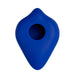 The Bumpher Textured Dildo Base for Harness Play by Bananapants, available in various colors, features a blue, abstract-shaped design with a smooth surface and a central circular opening. It showcases a double-bump form resembling a teardrop with rounded, flowing edges set against a plain white background.