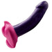 Bumpher Textured Dildo Base for Harness Play - pink on purple dildo - not included