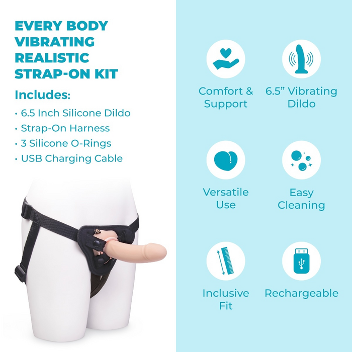 b-Vibe Every Body Vibrating Realistic 6.5 Inch Strap-On Kit