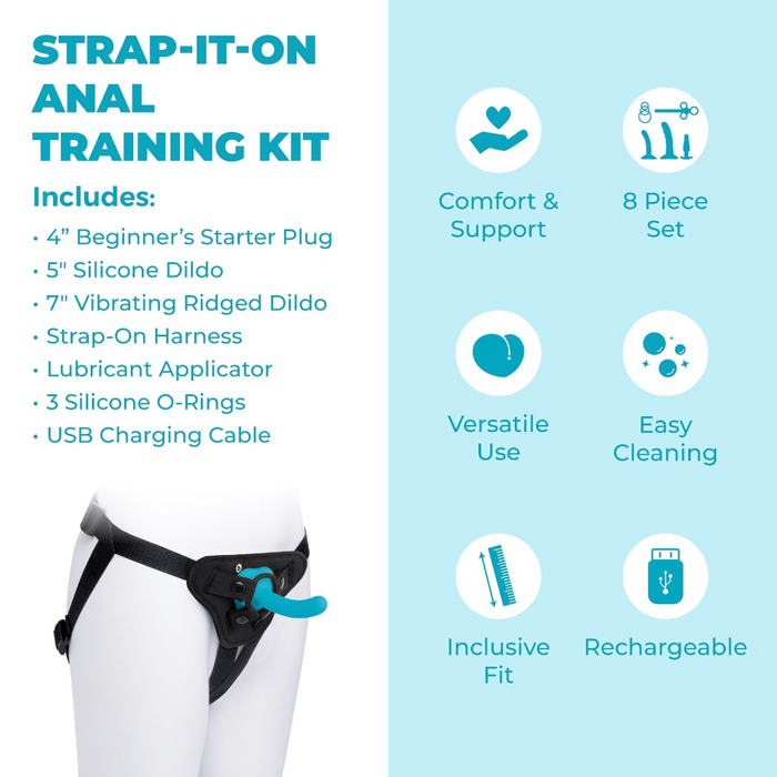 b-Vibe Strap-It-On Anal Training Kit with Harness & Silicone Dildos