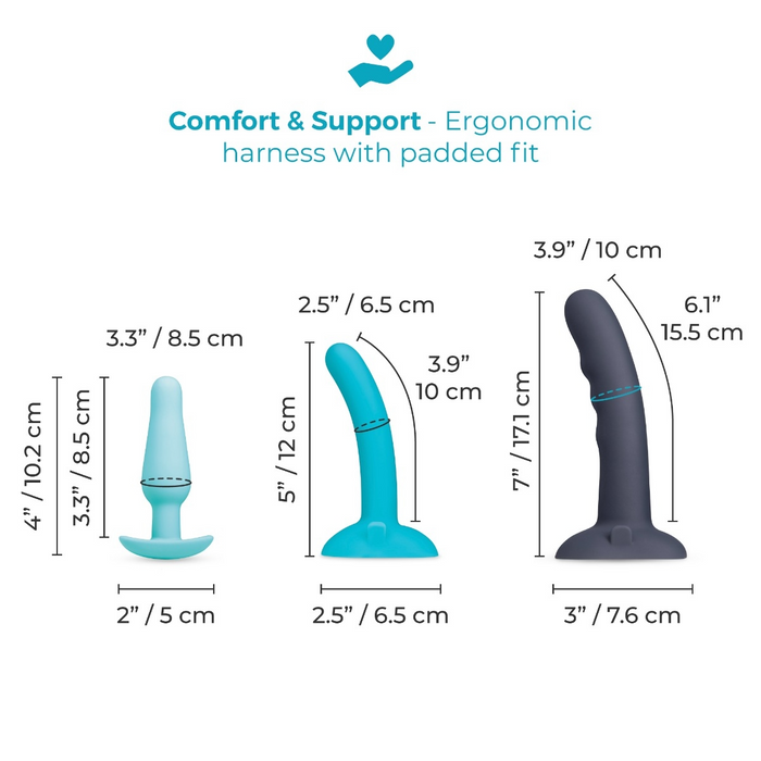 b-Vibe Strap-It-On Anal Training Kit with Harness & Silicone Dildos