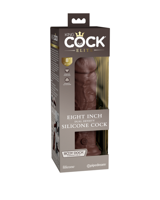 King Cock Elite 8" Silicone Dual Density Dildo - Chocolate