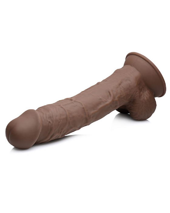 Fleshstixxx 8.5 Inch Bendable Silicone Dildo with Balls - Chocolate