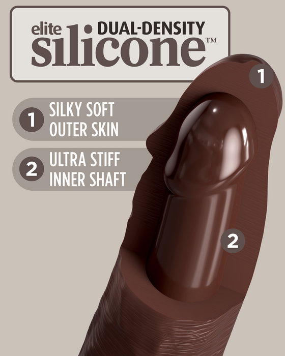 King Cock Elite 7" Vibrating Silicone Dual Density Dildo - chocolate