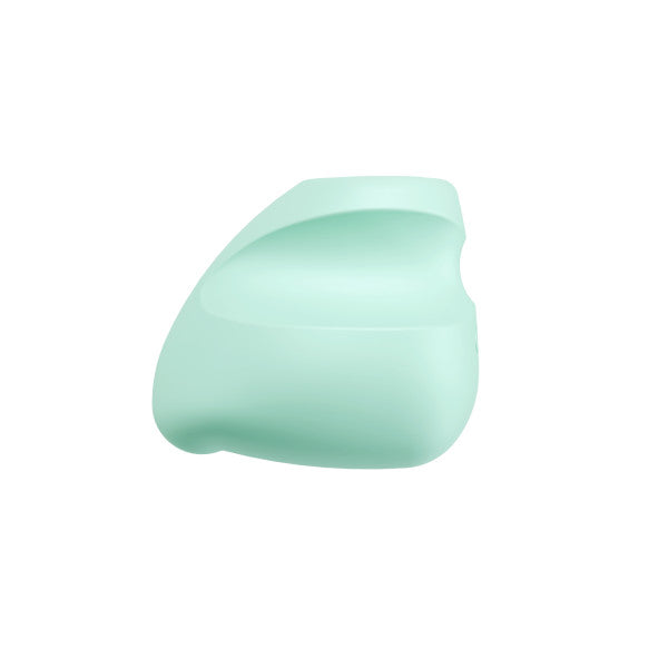 The Dream Crush Waterproof Ergonomic Finger Vibrator features a light turquoise, abstract, curved shape with smooth body-safe silicone—resembling a modern, minimalist sculpture—shown on a plain white background.